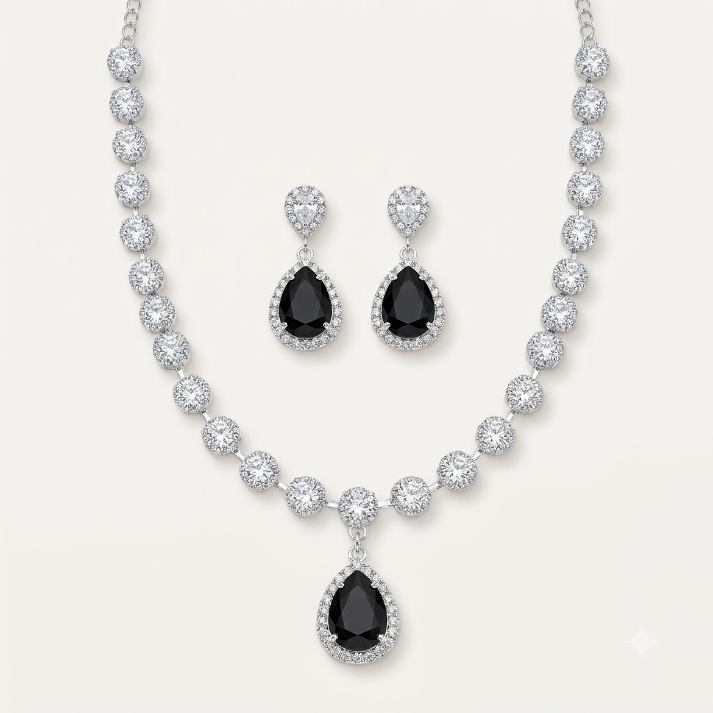 Nocturne Teardrop Onyx Halo Set