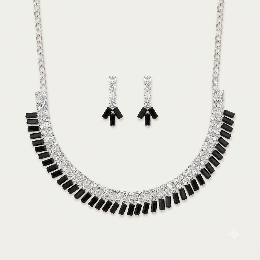 Art Deco Monochrome Baguette Choker Set