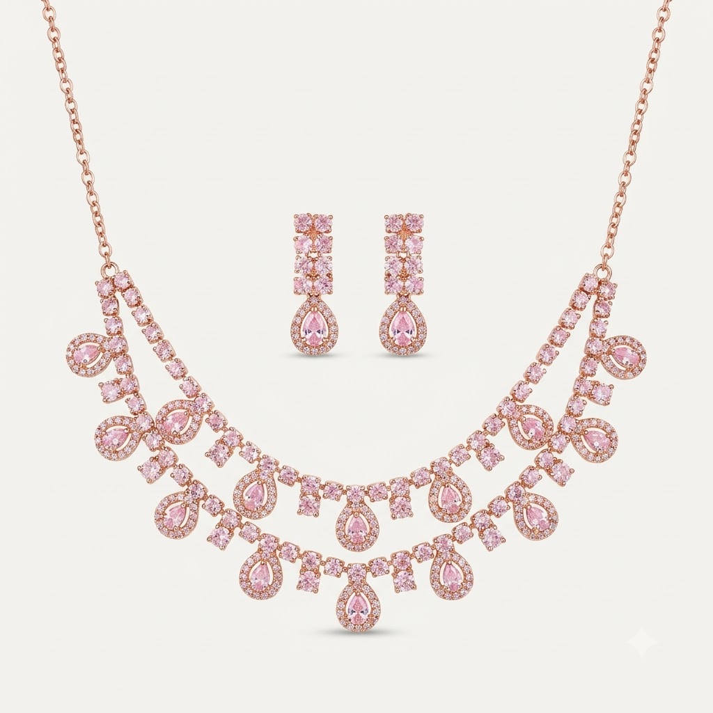 Maharani Dual-Tier Pink Morganite Chandelier Set